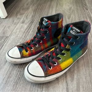 SOLD Converse All Star Woolrich Rainbow High Top Sneakers W8 M6.5